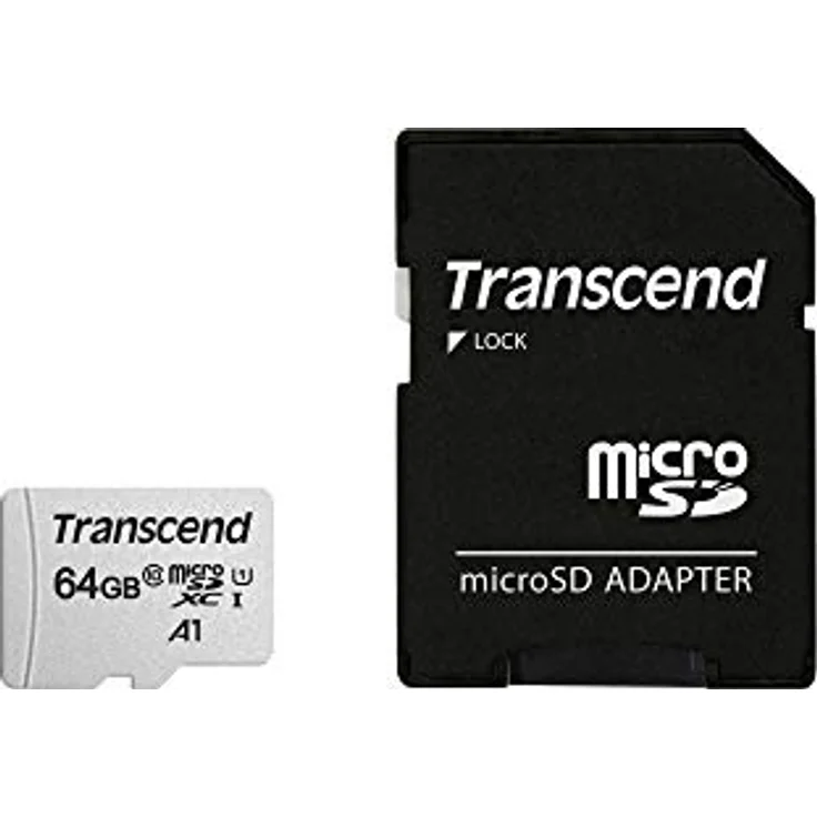 Transcend Highspeed 64GB   micro SDXC-SDHC Speicherkarte (für Smartphones, etc. und Digitalkameras) - 4K, Class 10, UHS-I, A1 – TS64GUSD300S-AE (mit Adapter, Verpackung) – Bild 2