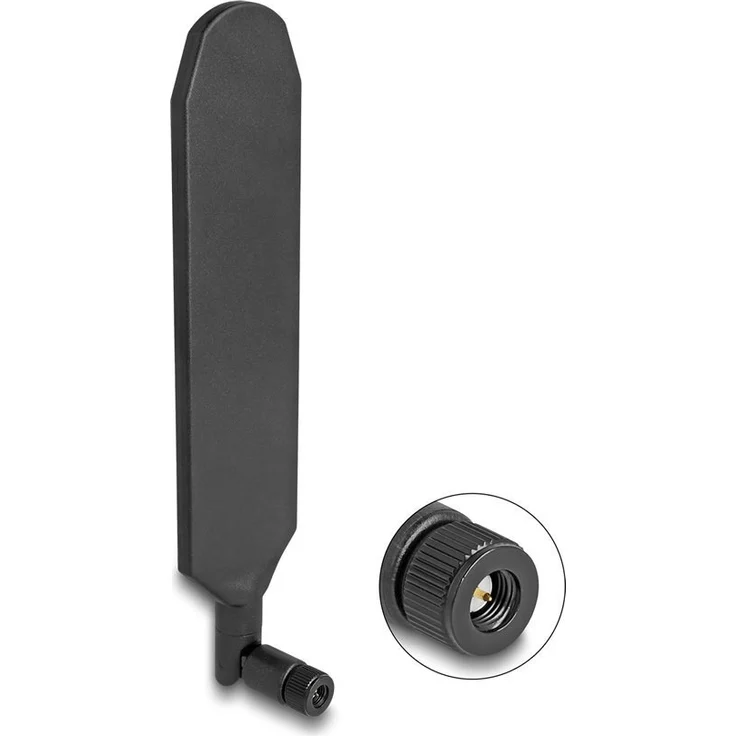 Delock WLAN-Antenne, 5G LTE, SMA-Stecker, drehbar mit Kippgelenk, ungerichtet, 3 dBi, schwarz