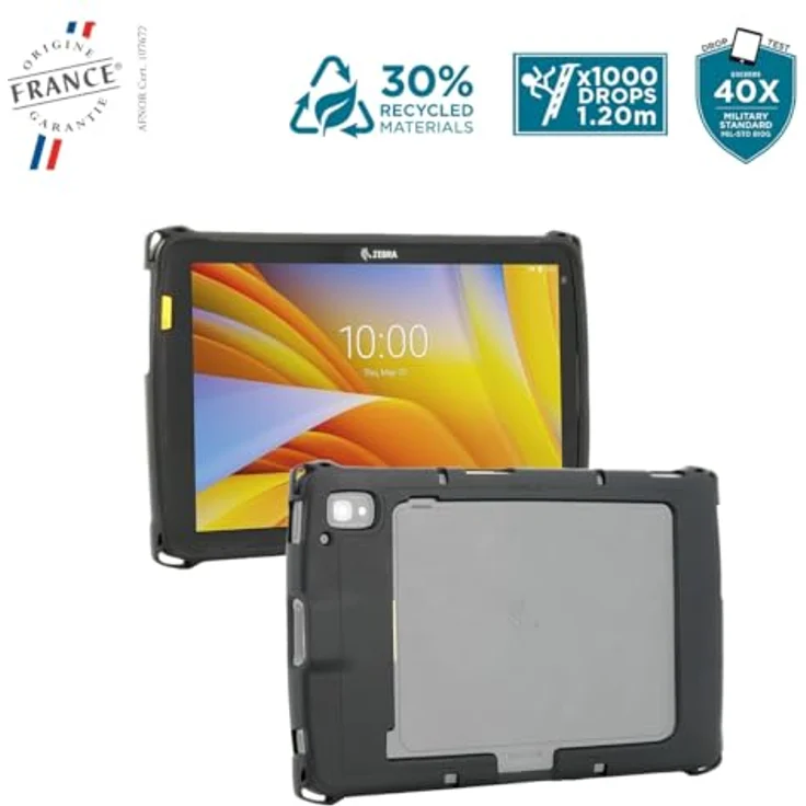 Mobilis Verstärkte Schutzhülle für Zebra Tablet ET40 ET45 10", Stoßfest Hülle mit AirCell System, Recycelte Materialien, Schwarz – Bild 2
