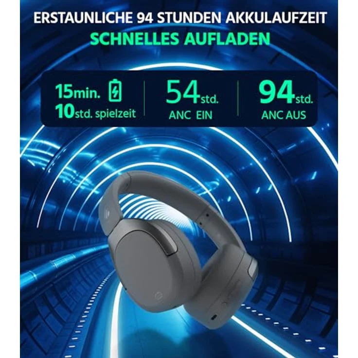 Edifier W830NB Wireless Over Ear Kopfhörer mit -45dB ANC, 94Std. AKKU, LDAC Hi-Res Sound, Spatial Audio, Schnellladung, Bluetooth V5.4 - Grau – Bild 5