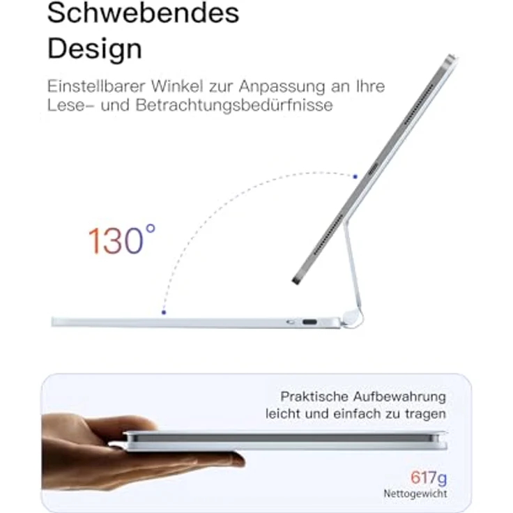 Inateck NeoMagic Magnetische Tastatur Hülle für iPad 10. Generation 10,9 Zoll & iPad 11. Generation 2025 A16, mit Touchpad, freitragendem Ständer, 7-Farbige Hintergrundbeleuchtung, KB09119 – Bild 4