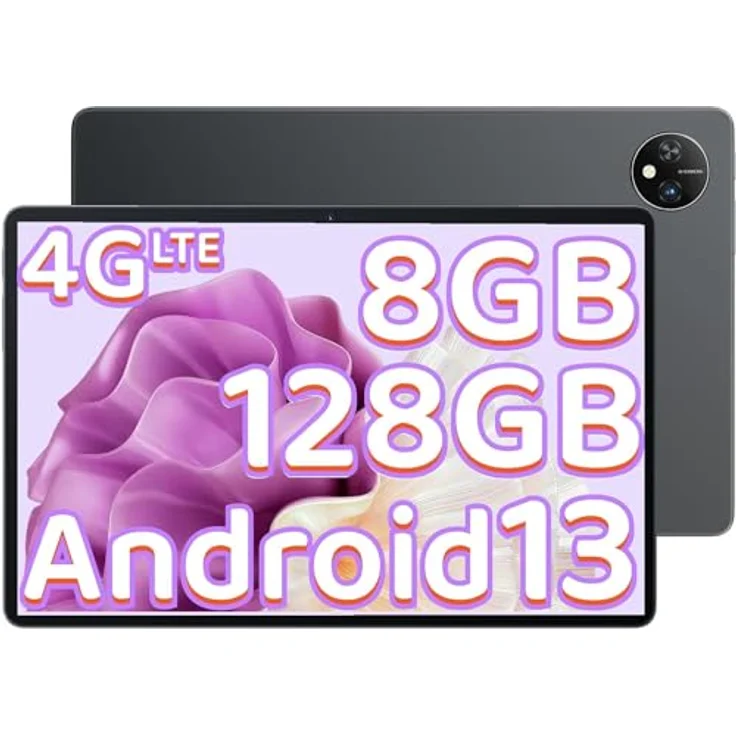 Blackview Tab80 Tablet 10 Zoll Android 13 4G LTE 5G WiFi 8GB RAM 128GB ROM, 7680mAh, 13MP+8MP Google Lens, Telefonanruf Funktionalität PC Widevine L1【2023 Aktualisierte Version】 – Bild 1