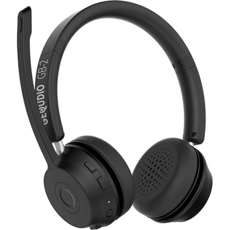 GEQUDIO GB-2 Bluetooth Headset, passives Noise Cancelling, kabellos, bis zu 30m Reichweite, 2 Geräte gleichzeitig verbinden, 39 Stunden Akkulaufzeit – Bild 1