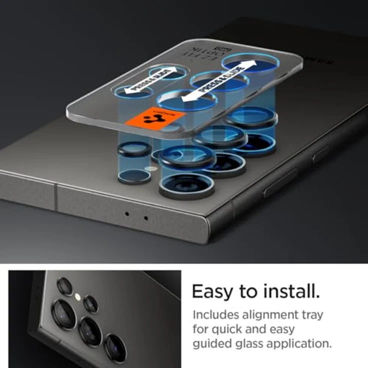 Spigen Glas.tR EZ Fit Optik Pro Kameraschutz für Samsung Galaxy S24 Ultra, 2 Stück, Titanium Black, Anti-Kratzer, 9H Härte Folie - Preisvergleich – Bild 5