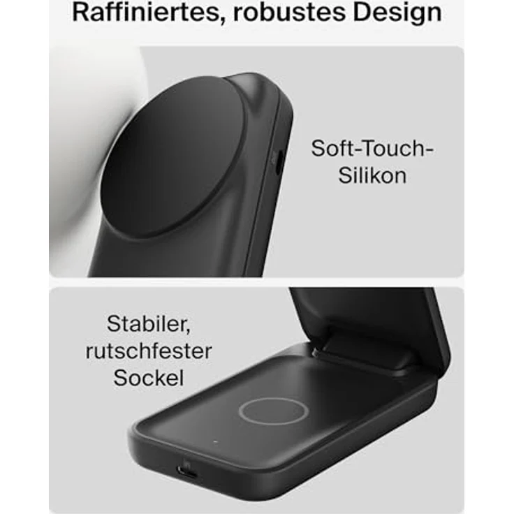 Belkin UltraCharge 2-in-1 Ladestation für Apple Watch und iPhone, 25W, Qi2, MagSafe-kompatibel, faltbar mit 45-W-Adapter – Schwarz – Bild 4
