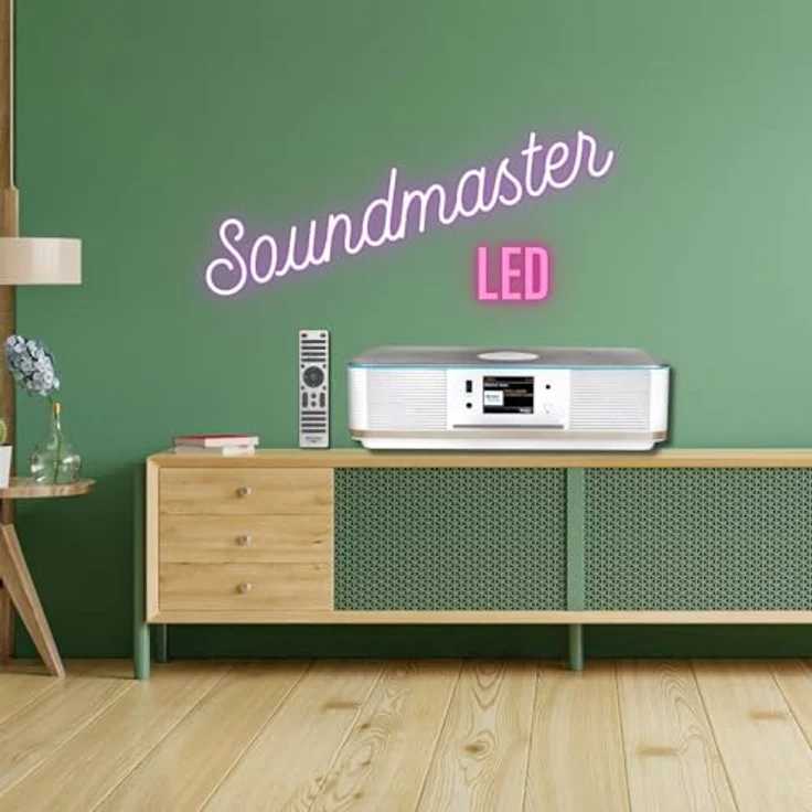 Soundmaster Highline ICD2023WE Internetradio Kompaktanlage CD-Player WLAN LED Ambientebeleuchtung DAB+ Bluetooth USB APP-Steuerung Farbdisplay, Vielfarbige LED-Beleuchtung, Dual-Band WLAN, 14.000 Radiostationen, 2 x 15 Watt RMS, Hörbuchfunktion, UNDOK App, Weiß – Bild 2