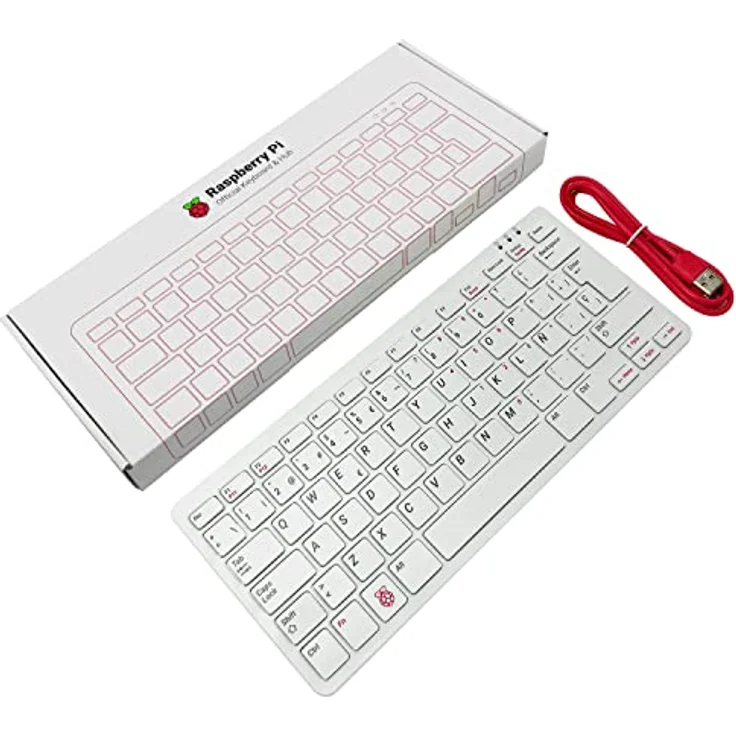 Raspberry Pi offizielle Tastatur, ES-Layout, inkl. 3 Port USB Hub, rot/weiß – Bild 8