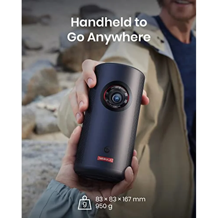 Nebula Anker Capsule 3 Laser, Mini-Beamer mit 1080p, WLAN, Dolby Digital, 120-Zoll Bild, 2,5 Std. Wiedergabe, schwarz – Bild 3