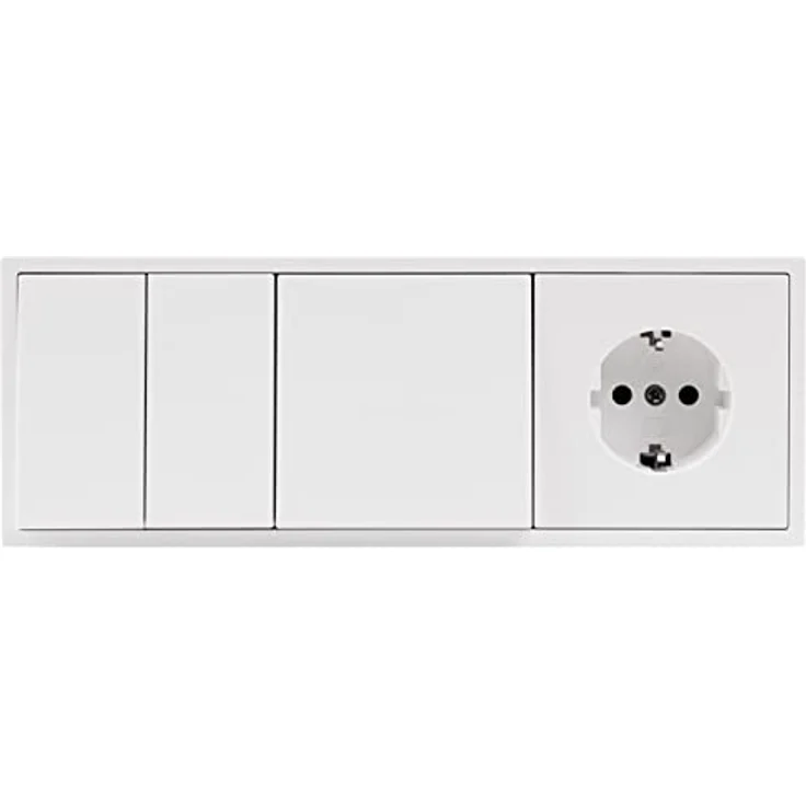 MC POWER Steckdosen- und Schalter Set SHALLOW, 4-teilig, Unterputz-Wechselschalter 250V~/10A, Schutzkontakt-Steckdose 250V~/16A, weiß matt – Bild 1
