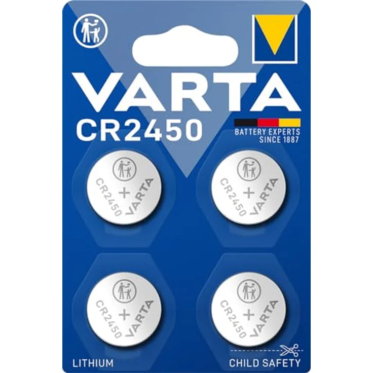 Varta Knopfzelle CR 2450 3 V 4 St. Lithium VARTA LITHIUM Coin CR2450 Blister 4, Energiedicht und temperaturbeständig – Bild 1