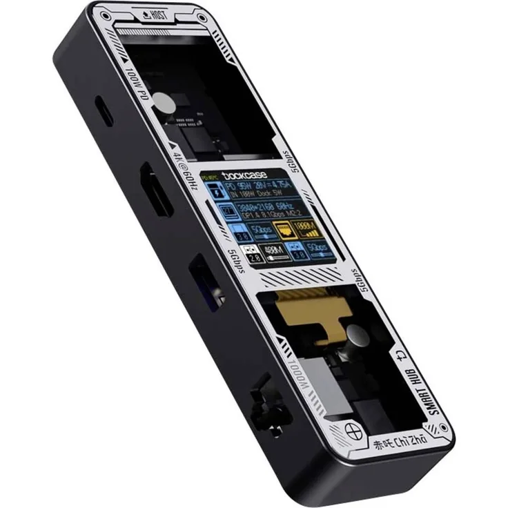 Dockcase USB-C® Dockingstation DPB61L-EB, 4K@60Hz mit Ladefunktion, Gigabit Ethernet, integriertes Display