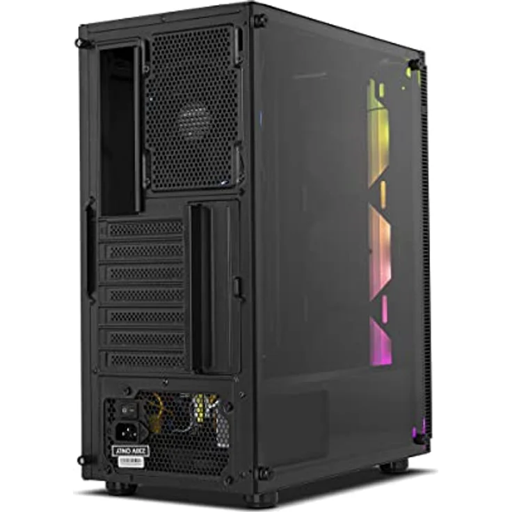NOX XTREME PRODUCTS Infinity Gamma - Mid-Tower ATX/M-ATX/ITX ARGB Dynamic Rainbow, Seitenteil aus gehärtetem Glas, 120-mm-ARGB-Lüfter vorinstalliert, USB 3.0, schwarz – Bild 2