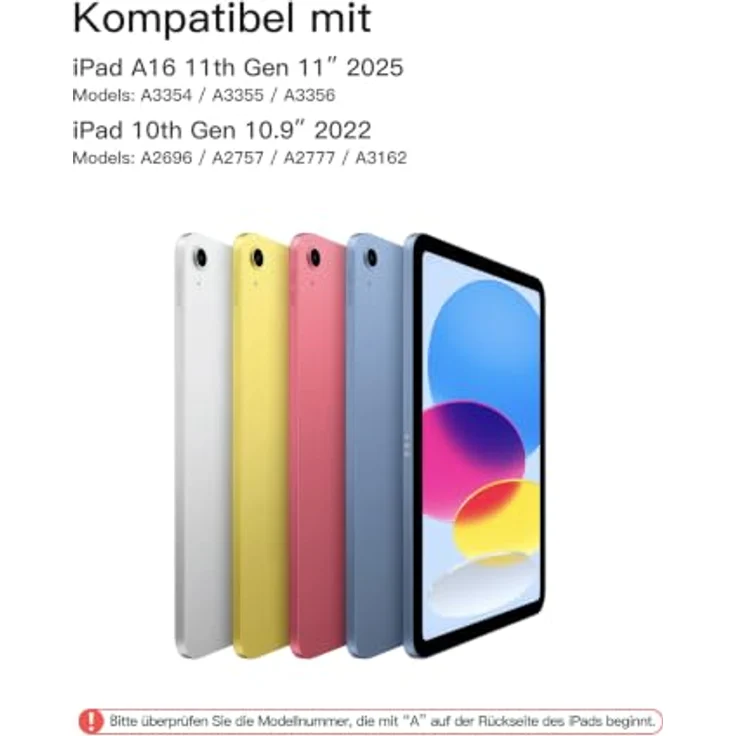 Inateck KB903 Magnetische Tastatur für iPad 11 Gen 2025 A16/10 Gen, Großes Trackpad, LED Anzeige, 7-farbig hinterleuchtet, QWERTZ, mit unsichtbarem Stifthalter – Bild 2