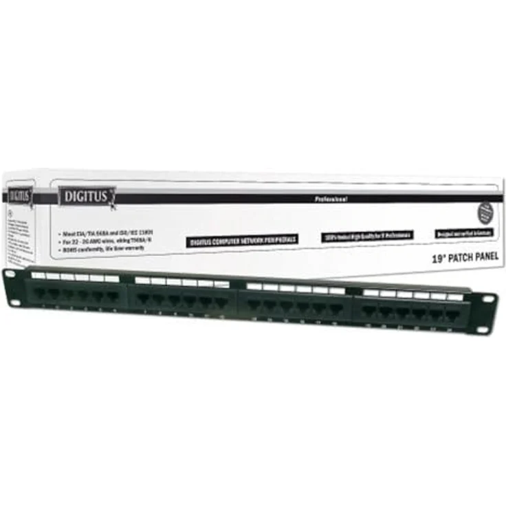 DIGITUS Professional, Cat 5e LSA Patch Panel, 24-Port (RJ45), 1 HE, ungeschirmt, Schwarz (RAL 9005) - Preisvergleich – Bild 3