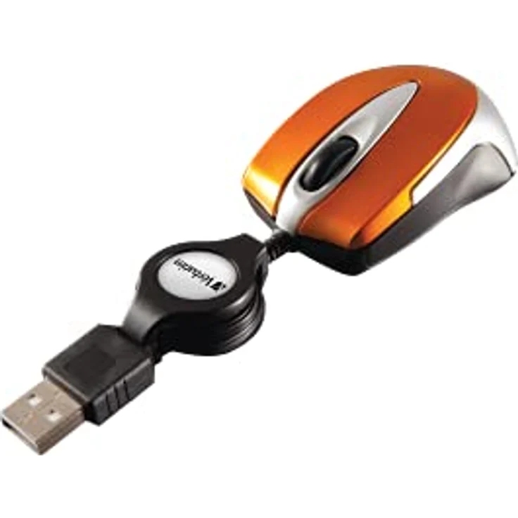 Verbatim Go-Mini optische Travel-Maus, kleine Computermaus mit einziehbarem Kabel, USB-A, USB-Maus mini mit 1000 dpi, für Laptop, Notebook, PC & MAC, kompaktes Design, Volcanic Oranget – Bild 3