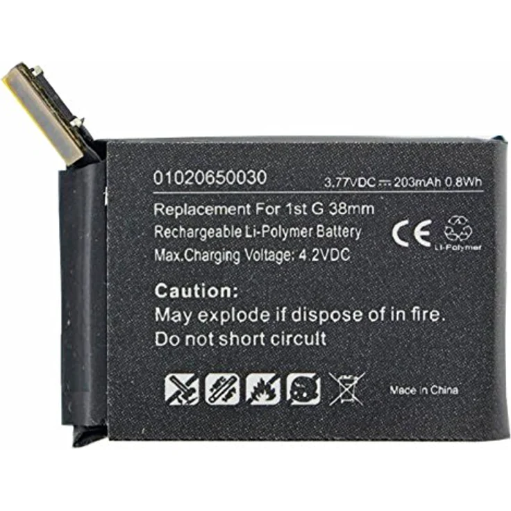 AccuCell Akku für Apple iWatch 38mm, Li-Polymer A1578, A1553, 203mAh, 3,8V, 0,8Wh, Nachbauakku für 1st Generation – Bild 1