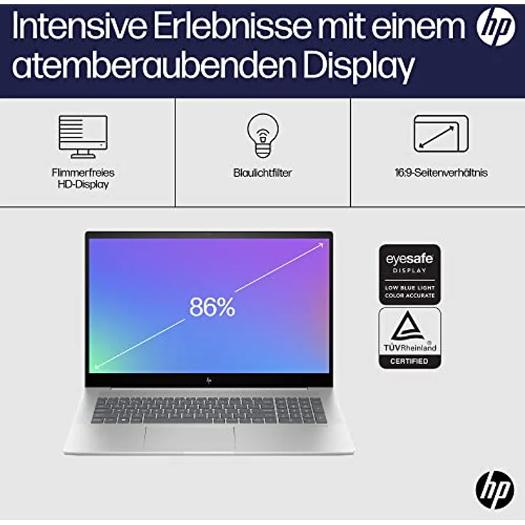 HP ENVY Laptop, 17,3" 4K UHD Display, Intel Core i7-1355U, 32 GB DDR4 RAM, 1 TB SSD, NVIDIA GeForce RTX 3050, Windows 11 Pro, QWERTZ, Silber – Bild 5