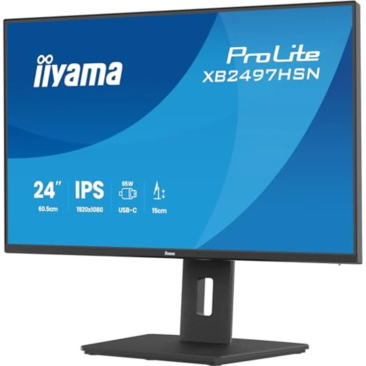 iiyama Prolite XB2497HSN-B1 23,8" IPS LED-Monitor Full-HD 100Hz mit USB-C Dock, HDMI, DP, RJ45, Höhenverstellung, Pivot, schwarz – Bild 3