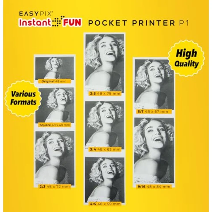Easypix EASYPIX® InstantFUN Pocket Printer P1, tragbarer Sofortbild-Drucker mit Tintenlosem Schwarz-Weiß-Druck, inkl. Nachfüllpapier für Fotos und Text – Bild 7