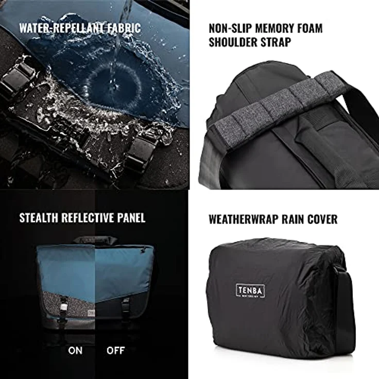 Tenba DNA 16 DSLR Messenger Bag - Blau, für spiegellose und DSLR-Kameras bis Pro Größe, herausnehmbarer gepolsterter Kameraeinsatz, wasserdichter Boden – Bild 5