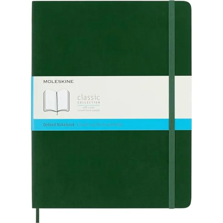 MOLESKINE Notizbuch Xlarge, Punktraster, Soft Cover, myrtengrün, 70 g/m² elfenbeinweißes Papier, abgerundete Ecken, Gummiband und Lesezeichenband