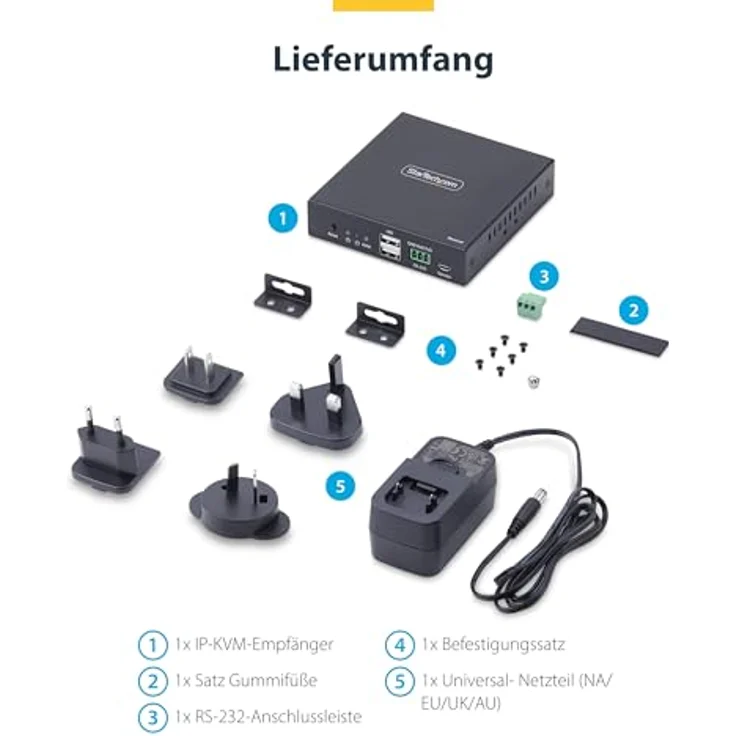 StarTech .com IH2006-KVM-RX, KVM-Receiver, 3840 x 2160 Pixel bei 60 Hz, kabelgebunden, HDMI & USB, schwarzes Metallgehäuse – Bild 6