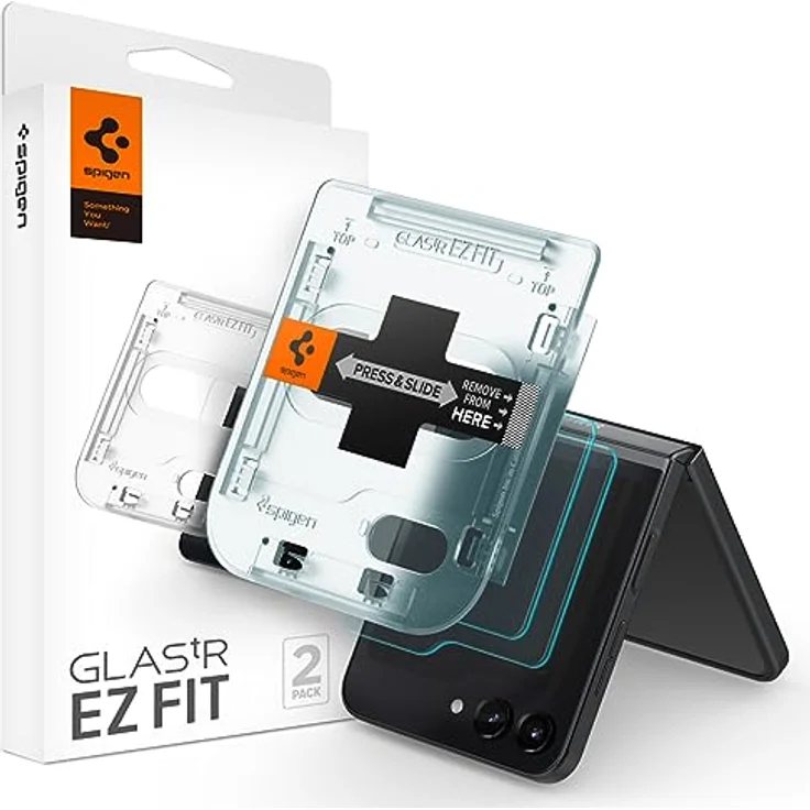 Spigen Glas.tR EZ Fit Schutzfolie für Samsung Galaxy Z Flip 5, 2 Stück Schutzglas, kratzfest, hüllenfreundlich, Touch reaktiv – Bild 1