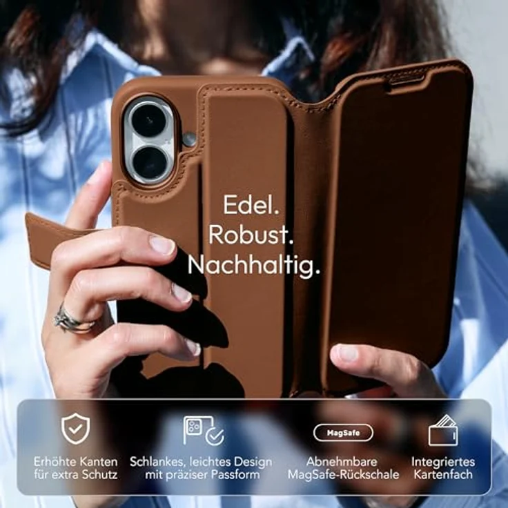 VONMÄHLEN Vegan Leather Folio 2-in-1 Handyhülle für iPhone & MagSafe – Magnetisches Wallet Case aus recyceltem Material mit Kartenfach, Standfunktion & 360° Schutz – Bild 2