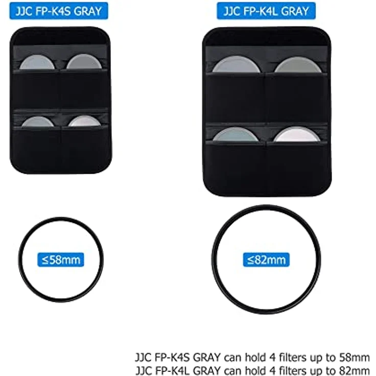 JJC 4 Taschen Kamera-Objektiv-Filtertasche für Filter bis Ø 58 mm, elastisches Neopren, mit Mikrofaser-Reinigungstuch, Schwarz – Bild 3