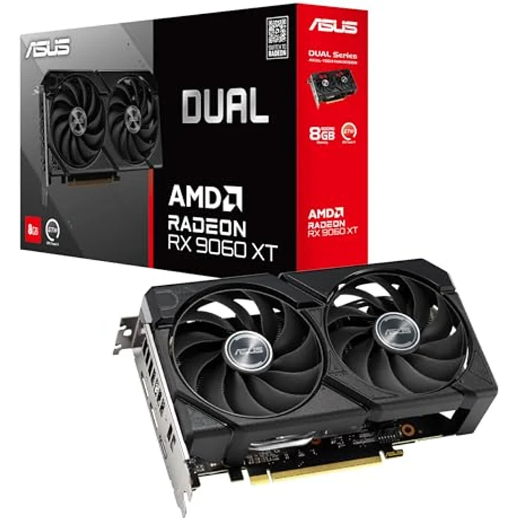 ASUS Dual Radeon RX9060XT 8G GDDR6 Gaming Grafikkarte, AMD RDNA 4 Architektur, 2,5-Slot Design, DUAL BIOS, PCIe 5.0, 1x HDMI 2.1b, 2x DisplayPort 2.1a – Bild 1