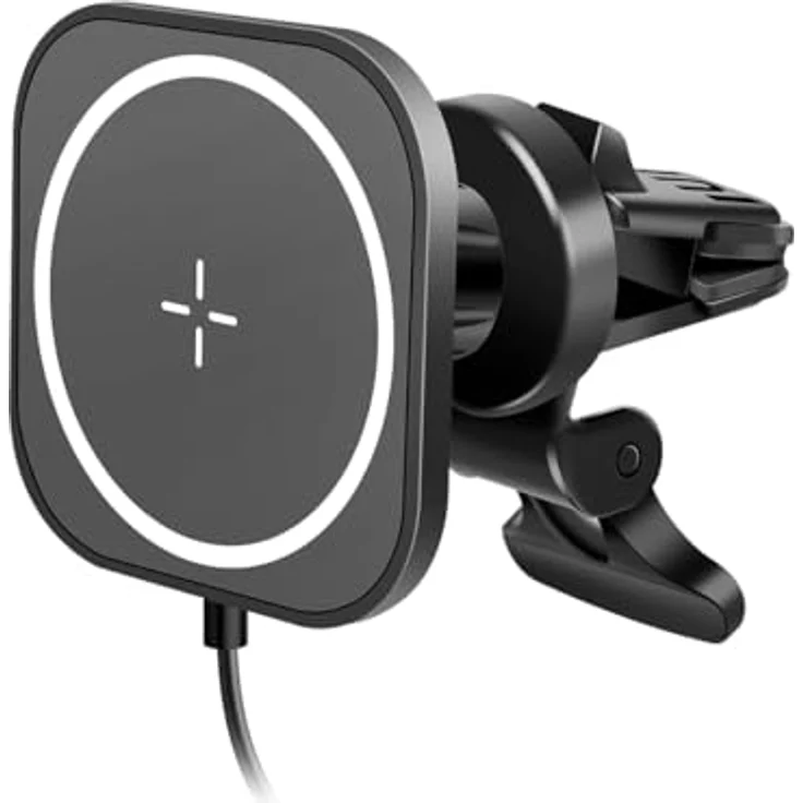 LogiLink PA0329 - Magnetische Kfz-Smartphonehalterung mit kabellosem High-Speed-Laden bis 15 W und Überspannungsschutz – Bild 1