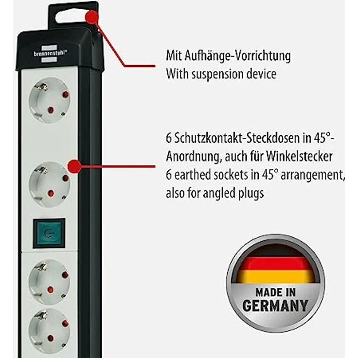 Brennenstuhl Steckdosenleiste Premium-Technik-Line Brennenstuhl 6fach 3m – Bild 2