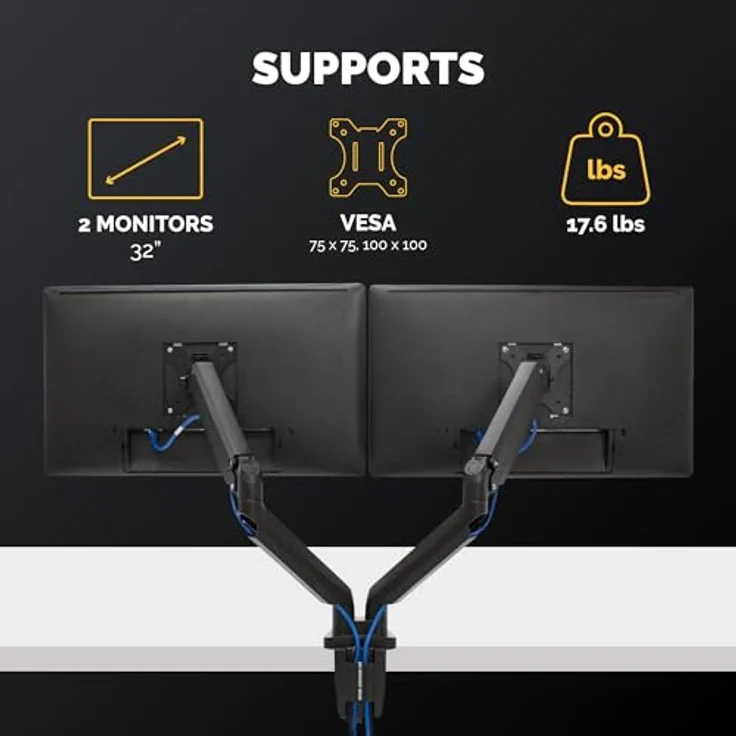 Fellowes 8042501 Platinum Series Doppel-Monitorarm für Bildschirme bis 68.58 cm, 27 Zoll – Bild 3