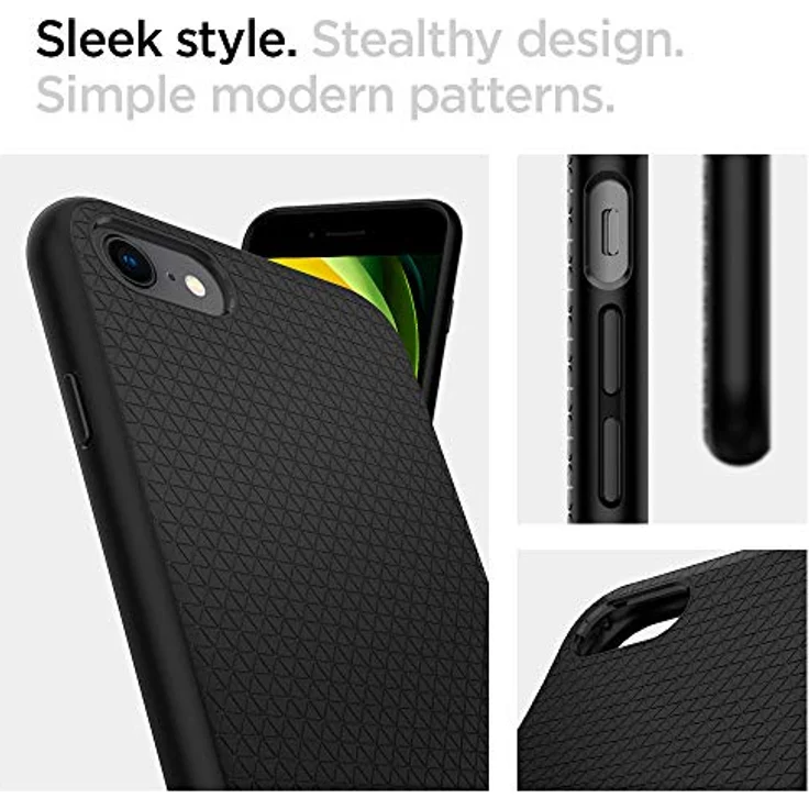 Spigen Liquid Air Kompatibel mit iPhone SE 2020 Hülle, iPhone 8 Hülle Muster Design Handyhülle Schutzhülle Case Schwarz 042CS20511 – Bild 3