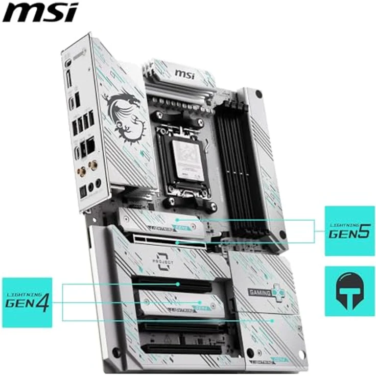 MSI B850 Gaming Plus WiFi PZ Mainboard, ATX, unterstützt AMD Ryzen 9000/8000/7000, AM5, DDR5 8200+ MT/s (OC), PCIe 5.0 x16, M.2 Gen5, Wi-Fi 7, 5G LAN – Bild 5