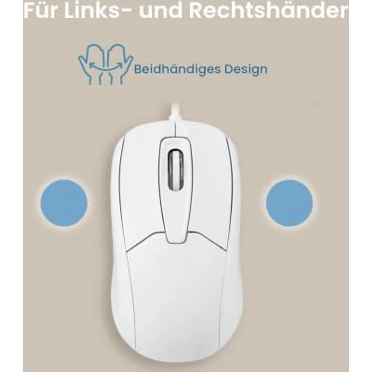 Perixx PERIMICE-209 C, kabelgebundene USB-C Maus mit Scrollrad, weiß – Bild 4