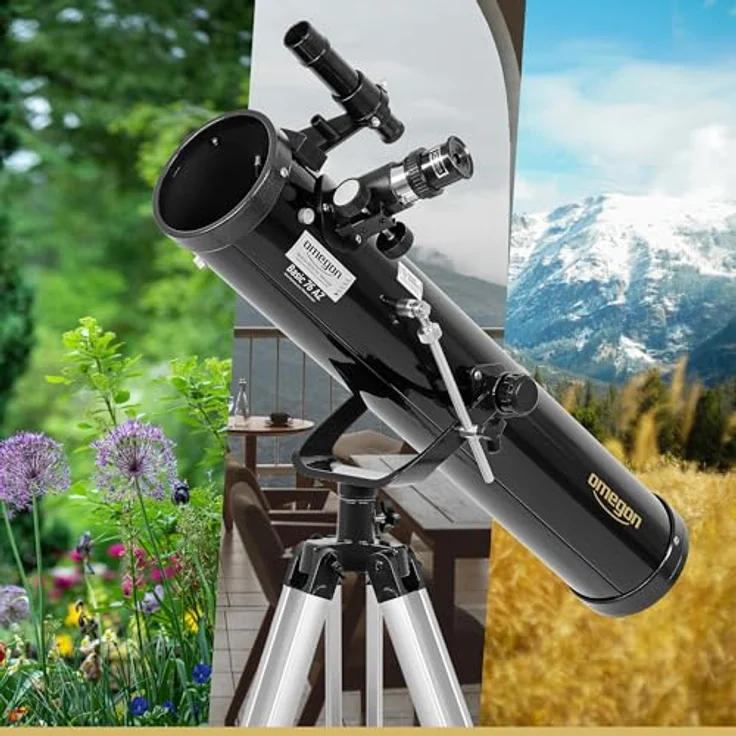 Omegon Teleskop N 76/700 AZ-1, Einsteigerfreundliches Spiegelteleskop mit Stativ für Amateur-Astronomie – Bild 2