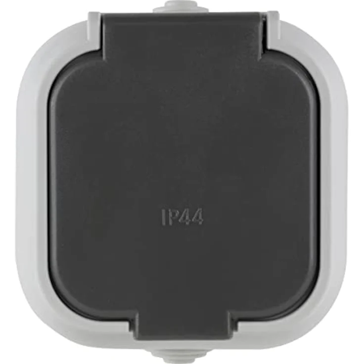 REV Standard Feuchtraumsteckdose, Aufputz mit Klappdeckel, grau, IP44, 16A, 230V – Bild 4