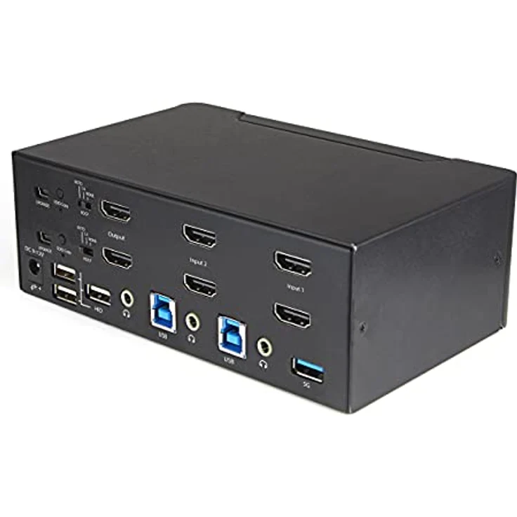 StarTech.com 2-Port Dual Monitor HDMI KVM-Switch - 4K 60Hz UHD HDR - Desktop 4K HDMI 2.0 KVM-Switch mit 2-Port USB 3.0 Hub (5 Gbit/s) und 4X USB 2.0 HID, Audio - Hotkey-Switching - TAA (SV231DHU34K6) – Bild 2