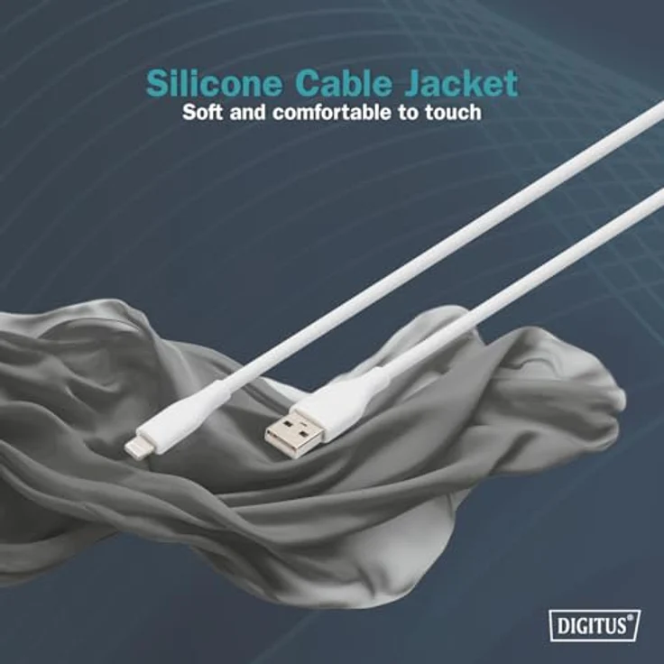 DIGITUS USB 2.0 Kabel Typ A-Lightning, Silikon 2m MFI, weiß, hohe Haltbarkeit und Flexibilität bis 25.000 Biegungen – Bild 3