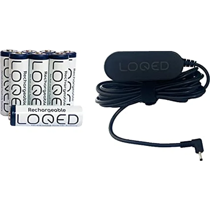 LOQED Power Kit - 3M Ladekabel und 8 AA-wiederaufladbaren 2300 mAh Batterien von dem LOQED Touch Smart-Schloss - halten bis 12 Monate - Preisvergleich