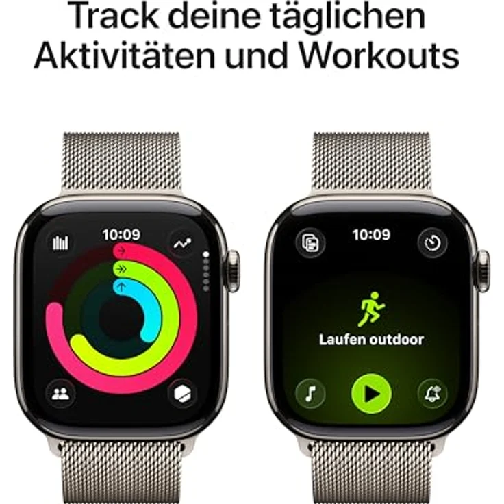 Apple Watch Series 11 Cellular, 42 mm, Titangehäuse Natur, Milanaise Armband Natur - S/M – Bild 3