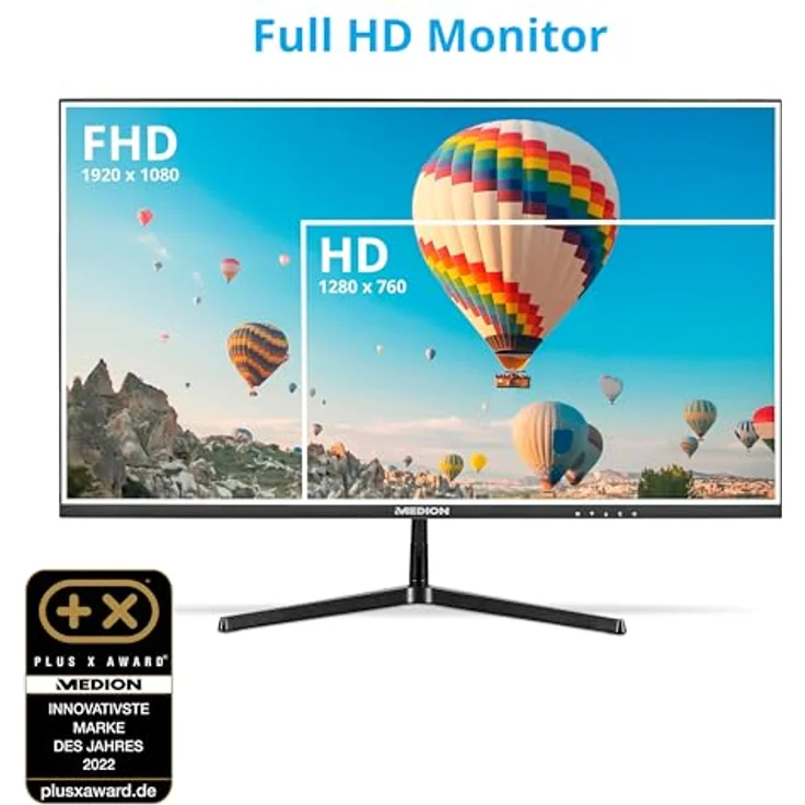 MEDION P52218 (MD 20150) 54,6 cm (22 Zoll) Full HD Widescreen Monitor (FHD, 16:9, HDMI, Anti Flicker, Anti Glare, Anti Blue-Light) schwarz – Bild 2