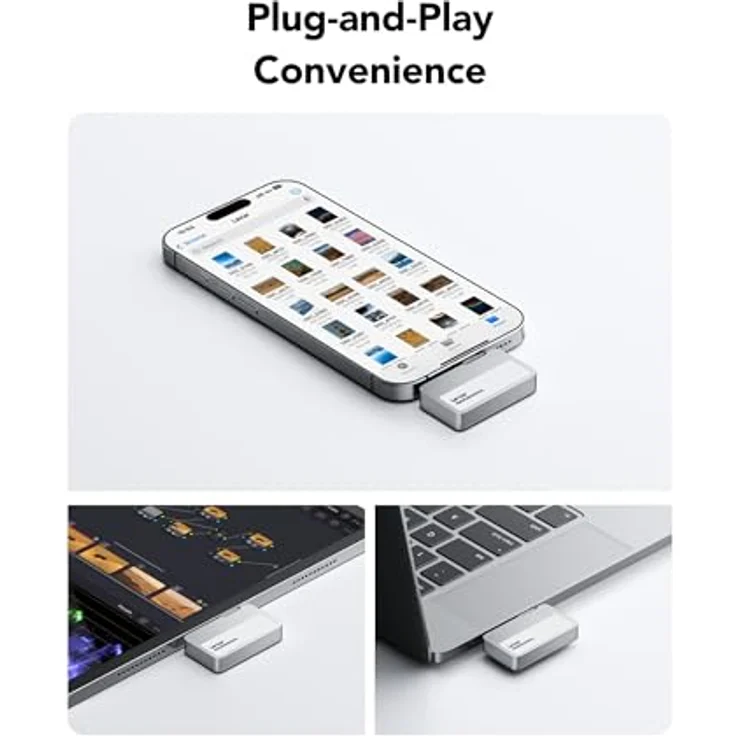 Lexar Professional Go Portable SSD 1TB, ultrakompakt, unterstützt Apple ProRes, bis zu 1050MB/s Lesen und 1000MB/s Schreiben, USB 3.2 Gen 2, IP65, für iPhone 15/16 Pro, Schwarz – Bild 4