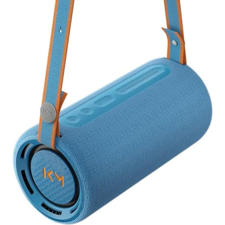 Loewe We. by We Hear Pro, Bluetooth-Lautsprecher in Kooperation mit Kylian Mbappé, 100 W, Wasserresistent IPX6, Tragbar, Aufladbar, Glasklare Audio Qualität, Lange Akkulaufzeit, Denim, Blau