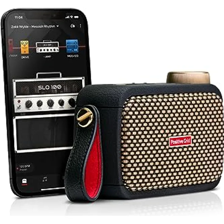 Positive Grid Spark GO 5 W Ultra-tragbarer, intelligenter Gitarrenverstärker, Kopfhörerverstärker und Bluetooth-Lautsprecher mit Smart-App für E-Gitarre, Akustikgitarre oder Bass