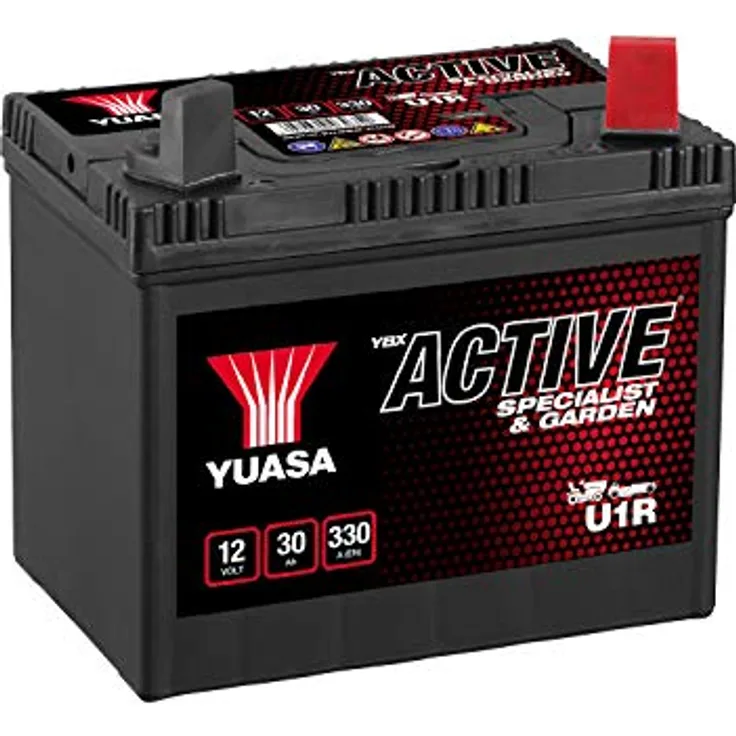 Yuasa Garden Autobatterie YBX Active Specialist, 12V 30Ah, Poltyp: T4, optimal für Aufsitzmäher und Gartentraktoren