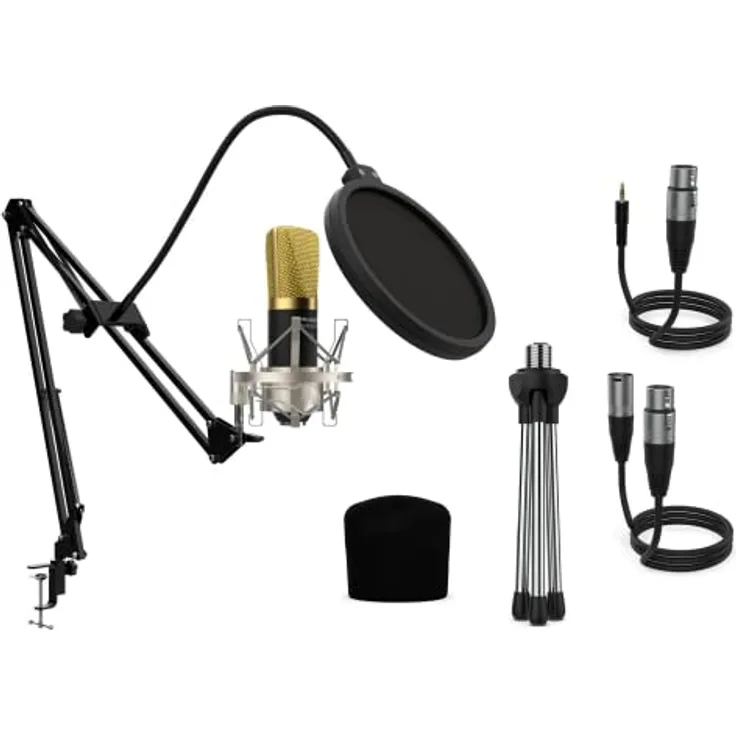Audibax Berlin 1800 Gold Pro Pack Micrófono Estudio + Soporte + Antipop + Cables
