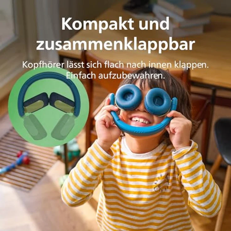 Philips TAK4200CT, kabelloser ohraufliegender Kinderkopfhörer, lautstärkenbegrenzt mit Audio-Sharing, inkl. 3,5 mm und USB-C-Kabel – Crystal Teal – Bild 2