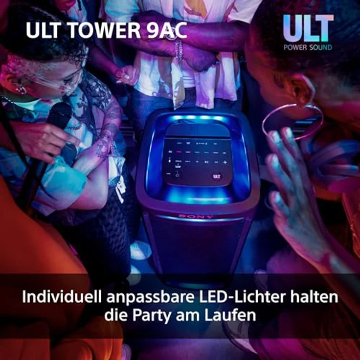 Sony ULT Tower 9 AC, Bluetooth-Party-Lautsprecher mit 360° Sound, X-Balanced Speaker, 2 ULT Power Sound Modi und Karaoke-Eingängen - Schwarz – Bild 5